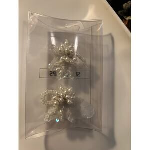 Vitg New Shoe Clips Beaded Sequin Bridal Wedding Special Occasion Set of 2 White